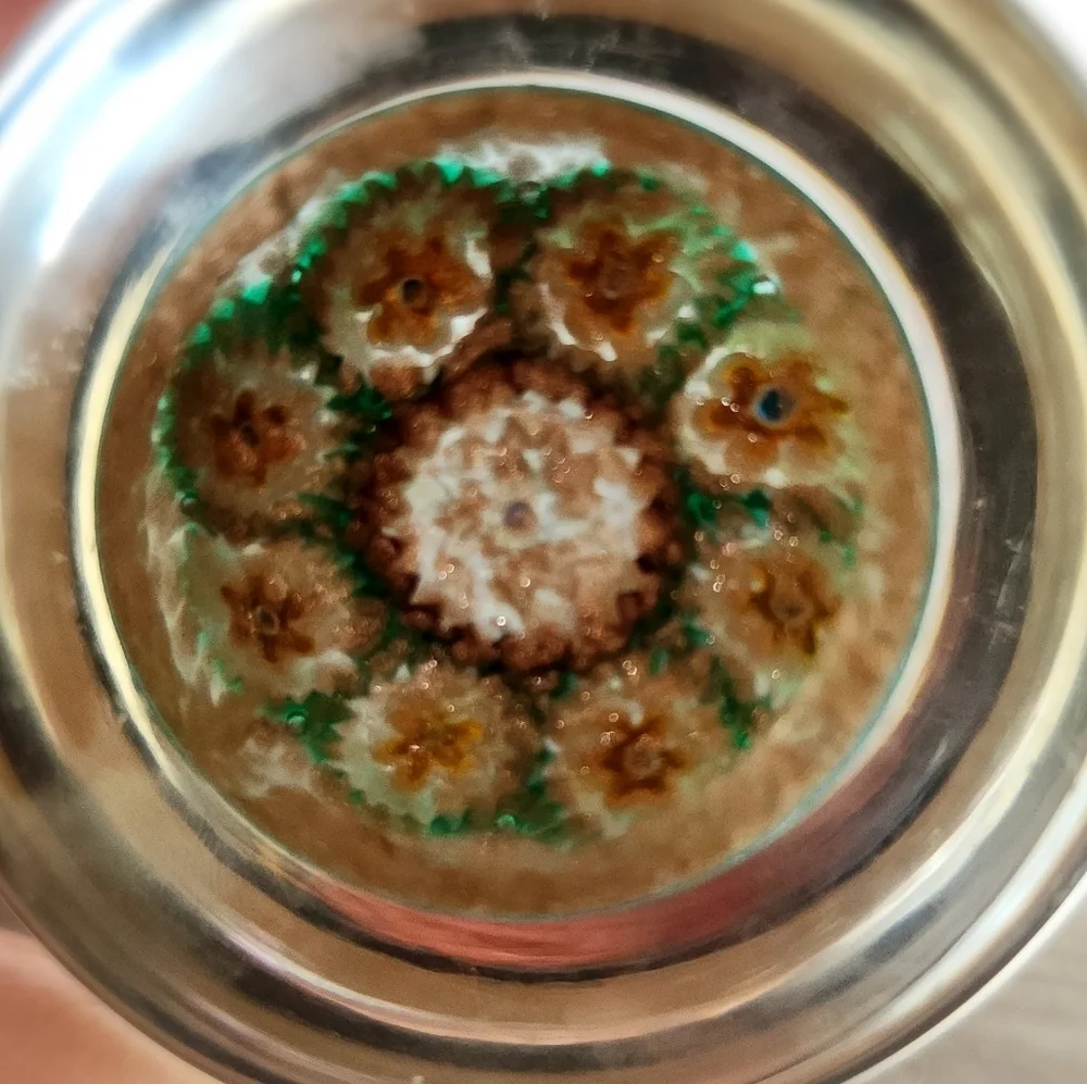 Used Murano Blown Glass Dome Paperweight Millefiori Multicolor Vintage Murano - Picture 4 of 6